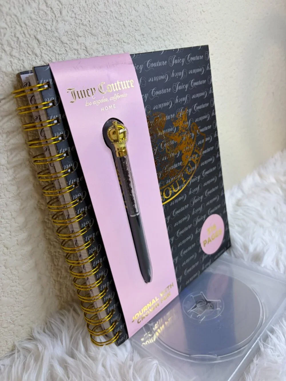 Juicy Couture Large Journal Crown Pen Black Gold 316 Pages NWT